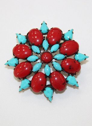 Пряжка красно-бирюзовые камени Roberto Cavalli - в интернет-магазине тканей Тессутидея арт. F-2449