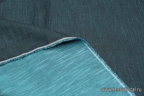 Плательная вискоза (о) бирюзово-черная - итальянские ткани Тессутидея арт. 04-1670