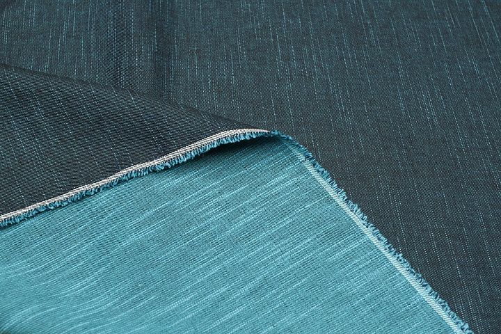 Плательная вискоза (о) бирюзово-черная - итальянские ткани Тессутидея арт. 04-1670