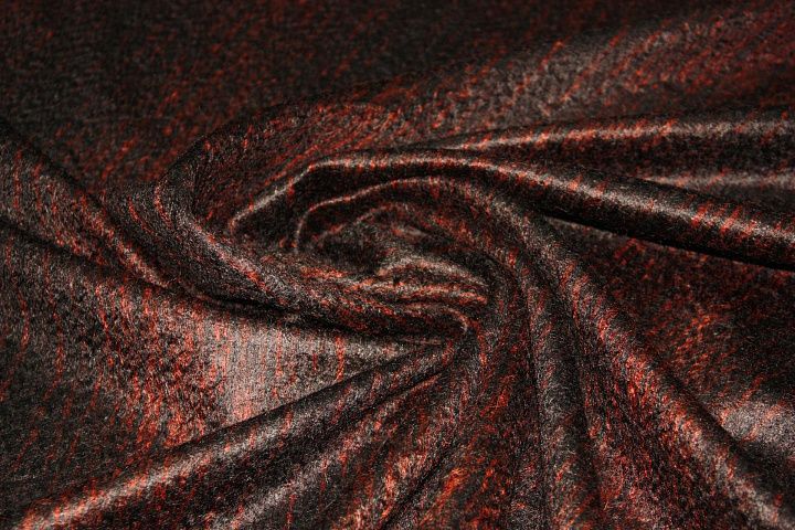 Пальтовая мохер (н) терракотово-черная ш-160см - итальянские ткани Тессутидея арт. 09-1213