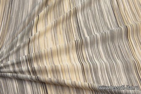 Трикотаж хлопок (н) желто-бежево-коричневая полоска в стиле Missoni - итальянские ткани Тессутидея арт. 12-0963
