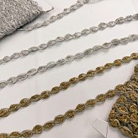 Тесьма с люрексом (н) золотая, серебрянная ш-1,5см - итальянские ткани Тессутидея арт. 03-3689
