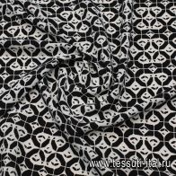 Крепдешин (н) черно-белый рисунок  - итальянские ткани Тессутидея арт. 10-3792