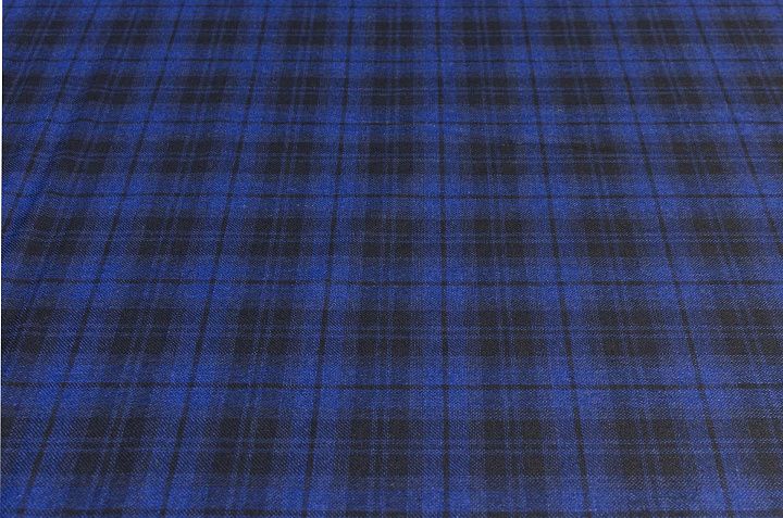 Костюмная клетка (н) черно-синяя Kiton - итальянские ткани Тессутидея арт. 05-3203