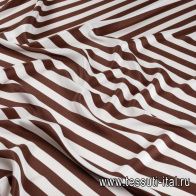 Крепдешин (н) бело-коричневая диагональная полоска - итальянские ткани Тессутидея арт. 10-2701