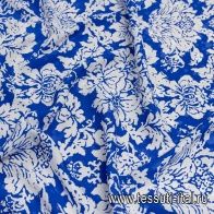 Шелк дама (н) белый цветочный рисунок на ярко-синем - итальянские ткани Тессутидея арт. 10-2448