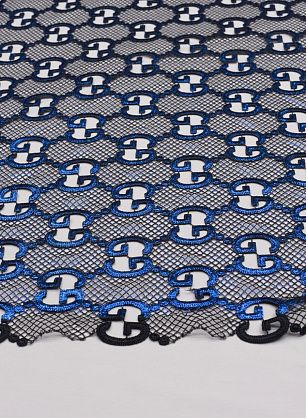 Кружево макраме лого оригинал (о) синее с накатом - в интернет-магазине тканей Тессутидея арт. 03-6813