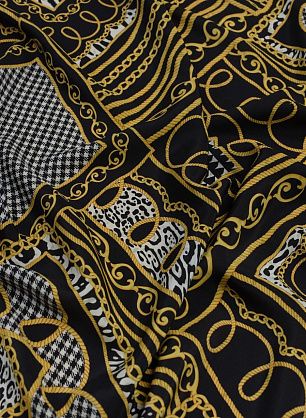 Крепдешин (н) цепи и вензеля на черно-белом в стиле Ralph Lauren - в интернет-магазине тканей Тессутидея арт. 10-2477