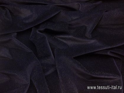 Бархат с люрексом (о) черно-синий с серебром - итальянские ткани Тессутидея арт. 03-4900