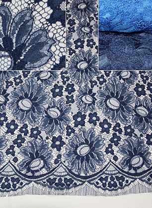 Кружево Solstiss (о) светло-синее, синее ш-90см - в интернет-магазине тканей Тессутидея арт. 03-2314