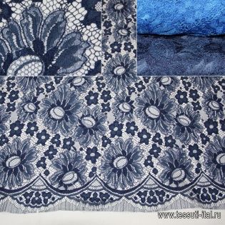 Кружево Solstiss (о) светло-синее, синее ш-90см - итальянские ткани Тессутидея арт. 03-2314