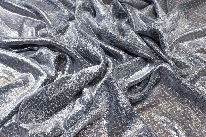 Бархат с люрексом (н) черно-белый орнамент в стиле Chanel - итальянские ткани Тессутидея арт. 03-6054