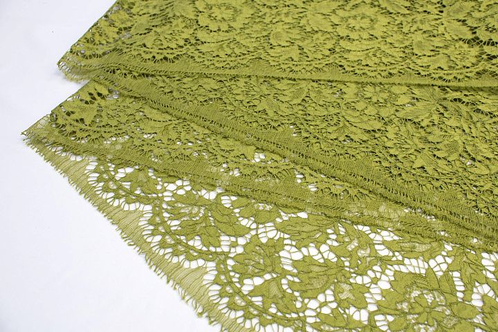 Кружевное полотно (о) горчичное в стиле Valentino - итальянские ткани Тессутидея арт. 01-5461