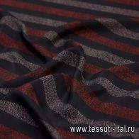Шелк атлас (н) красно-бежевые меланжевые полоски на черном в стиле Ungaro - итальянские ткани Тессутидея арт. 10-1660
