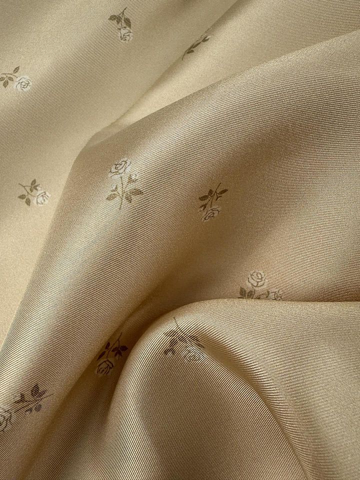 Шелк твил (н) мелкий цветочнай рисунок на бежевом - итальянские ткани Тессутидея арт. 10-4871