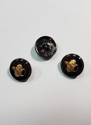 Пуговица на ножке металл никель d-15мм золотая корона - в интернет-магазине тканей Тессутидея арт. F-5669