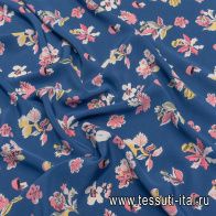 Крепдешин (н) цветочный рисунок на синем - итальянские ткани Тессутидея арт. 10-2671