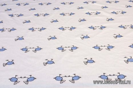 Хлопок (н) мультипликационные птицы на белом - итальянские ткани Тессутидея арт. 01-5100