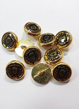 Пуговица металл золото на ножке d-15мм с геральдикой - в интернет-магазине тканей Тессутидея арт. F-5603