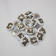 Пуговица на ножке обтянутая с металлическим тиснением  d-24mm Roberto Cavalli - итальянские ткани Тессутидея арт. F-2474