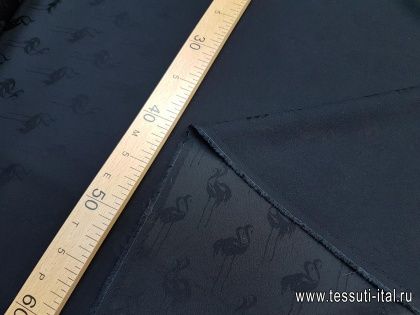 Плательная креп (о) черный орнамент на черном - итальянские ткани Тессутидея арт. 03-6206