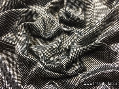 Бархат (н) черно-белый геометрический орнамент - итальянские ткани Тессутидея арт. 03-5409