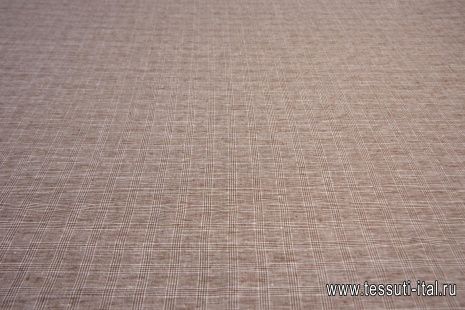 Лен (н) бело-коричневая стилизованная клетка - итальянские ткани Тессутидея арт. 16-0626