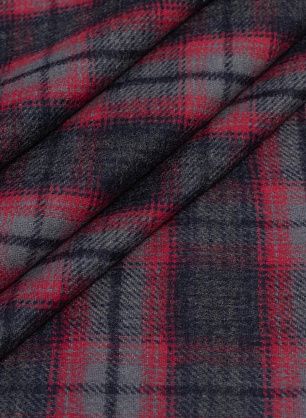 Костюмная (н) серо-красная клетка - в интернет-магазине тканей Тессутидея арт. 05-4198
