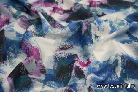 Хлопок (н) сине-бордовая абстракция - итальянские ткани Тессутидея арт. 01-5848