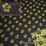 Жаккард double (н) салатово-черный цветочный орнамент ш-120см Balenciaga - итальянские ткани Тессутидея арт. 03-3233