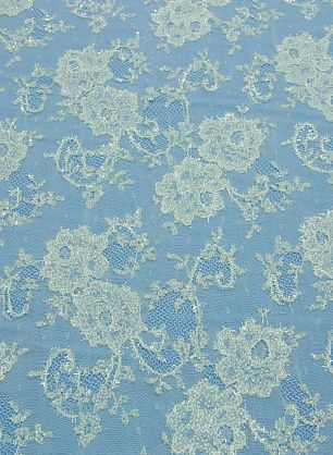 Кружево с люрексом расшитое пайетками и стеклярусом (о) айвори ш-80см Solstiss - в интернет-магазине тканей Тессутидея арт. 03-3835