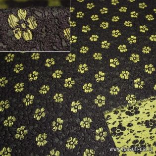 Жаккард double (н) салатово-черный цветочный орнамент ш-120см Balenciaga - итальянские ткани Тессутидея арт. 03-3233