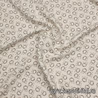 Шелк дама (н) черно-белые стилизованные кольца и горох на белом - итальянские ткани Тессутидея арт. 10-3761
