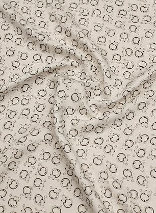 Шелк дама (н) черно-белые стилизованные кольца и горох на белом - в интернет-магазине тканей Тессутидея арт. 10-3761