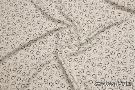Шелк дама (н) черно-белые стилизованные кольца и горох на белом - итальянские ткани Тессутидея арт. 10-3761