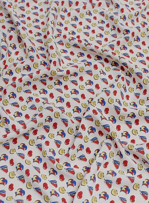 Крепдешин (н) лодки и ракушки на белом - в интернет-магазине тканей Тессутидея арт. 10-2469