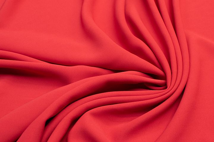 Плательная кади стрейч (о) красно-оранжевая  - итальянские ткани Тессутидея арт. 04-1243
