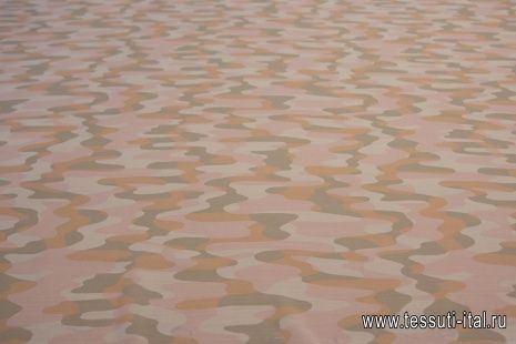 Шифон (н) серо-розово-оранжевая абстракция на белом - итальянские ткани Тессутидея арт. 10-0989