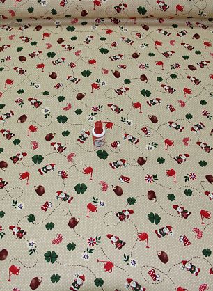 Хлопок "Новогодний" (н) дед мороз на бежевом - в интернет-магазине тканей Тессутидея арт. 01-2147