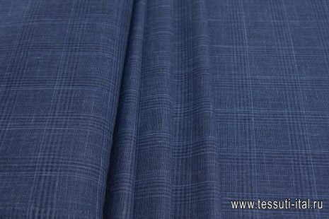 Костюмная (н) сине-голубая меланжевая клетка Loro Piana - итальянские ткани Тессутидея арт. 05-3965
