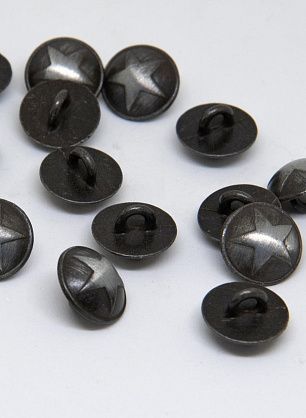 Пуговица металл никель на ножке d-12мм серая со звездой - в интернет-магазине тканей Тессутидея арт. F-4571