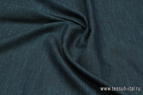 Плательная вискоза (о) бирюзово-черная - итальянские ткани Тессутидея арт. 04-1670