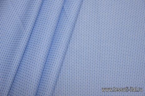 Сорочечная (н) бело-голубая стилизованная клетка  - итальянские ткани Тессутидея арт. 01-6244