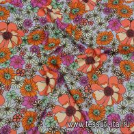 Хлопок (н) цветы на светло-сиреневом - итальянские ткани Тессутидея арт. 01-7191
