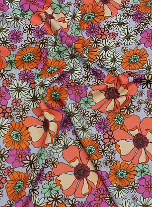 Хлопок (н) цветы на светло-сиреневом - в интернет-магазине тканей Тессутидея арт. 01-7191