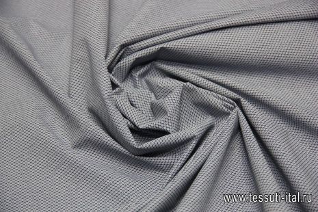 Сорочечная (н) бело-синий геометрический орнамент ш-150см - итальянские ткани Тессутидея арт. 01-3390