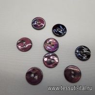 Пуговица ракушка 2 прокола d-10мм фиолетовая - итальянские ткани Тессутидея арт. F-3957