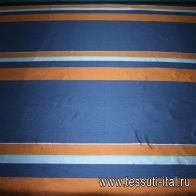 Тафта (н) сине-терракотовые полосы ш-155см - итальянские ткани Тессутидея арт. 03-3078