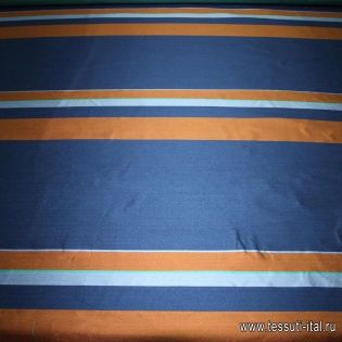 Тафта (н) сине-терракотовые полосы ш-155см - итальянские ткани Тессутидея арт. 03-3078