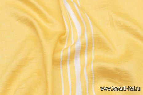 Лен купон (2,15м) (н) белая полоска на желтом - итальянские ткани Тессутидея арт. 16-0787